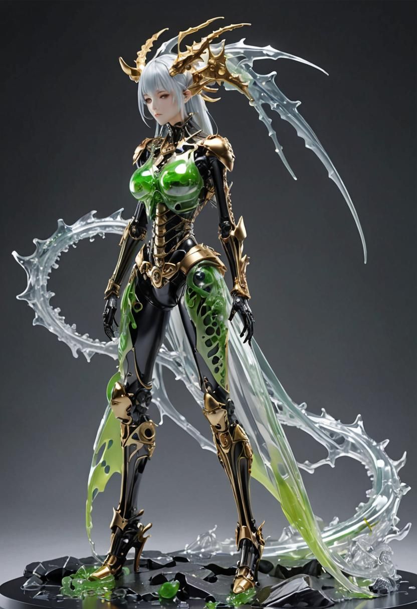 Cyborg Dragon Girl with Slime Body in 3D Anime Art