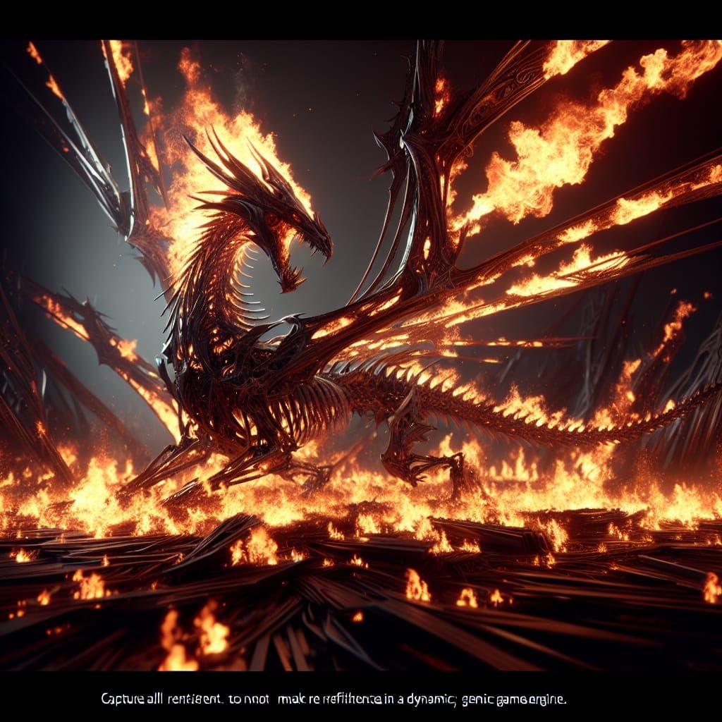 Fiery Skeleton Dragon in High Resolution 3D