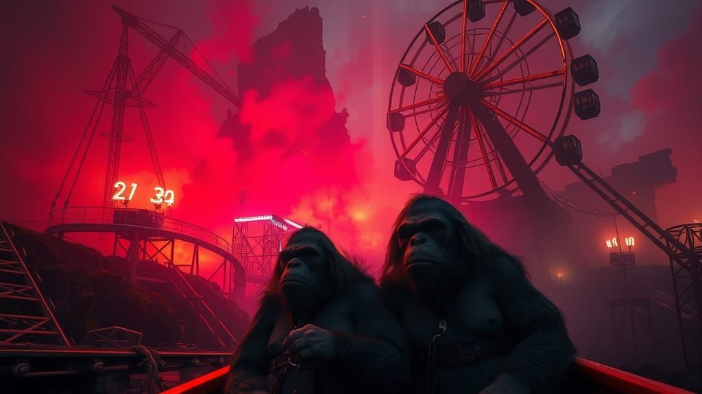 Neanderthals Ride a Decaying Rollercoaster in Photorealistic...