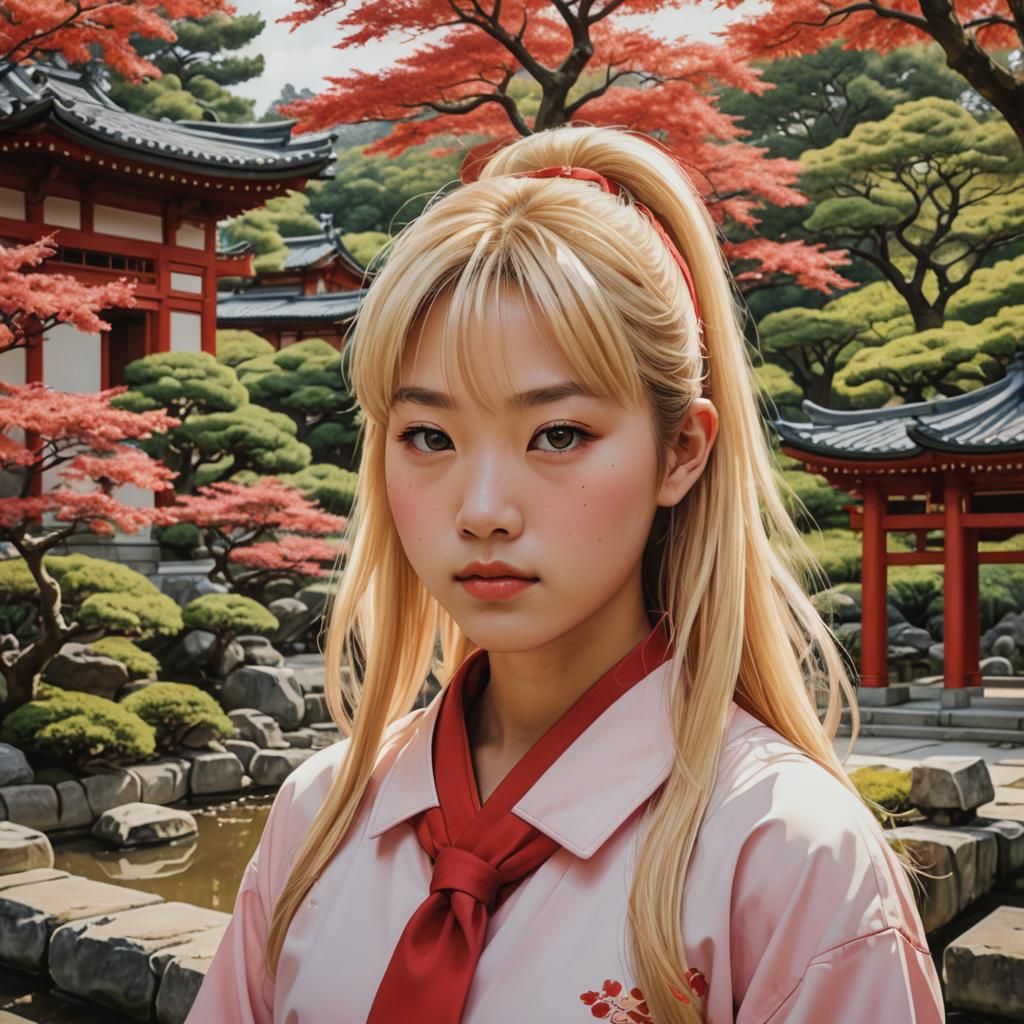 Karin Kanzuki Portrait in Japanese Pop Art Style