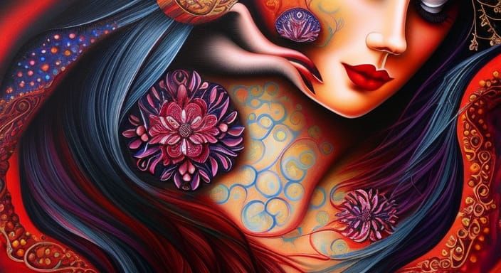 Latina Fantasy in Expressionist Impasto Style