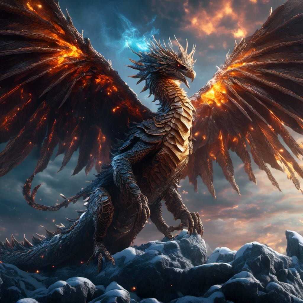 Fiery Sea Monster Emerges: Hyperreal Digital Art