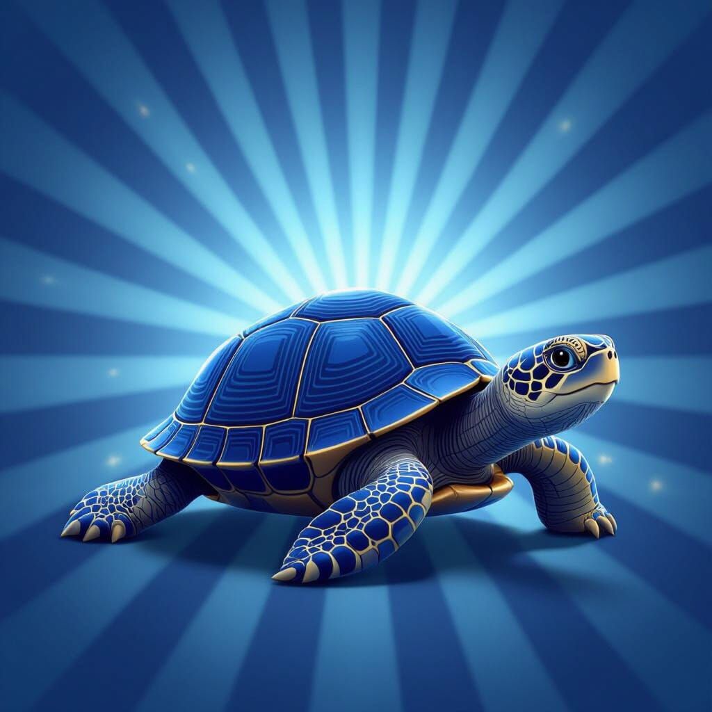 Turtle with Intricate Gold Shell in 3D Art Style