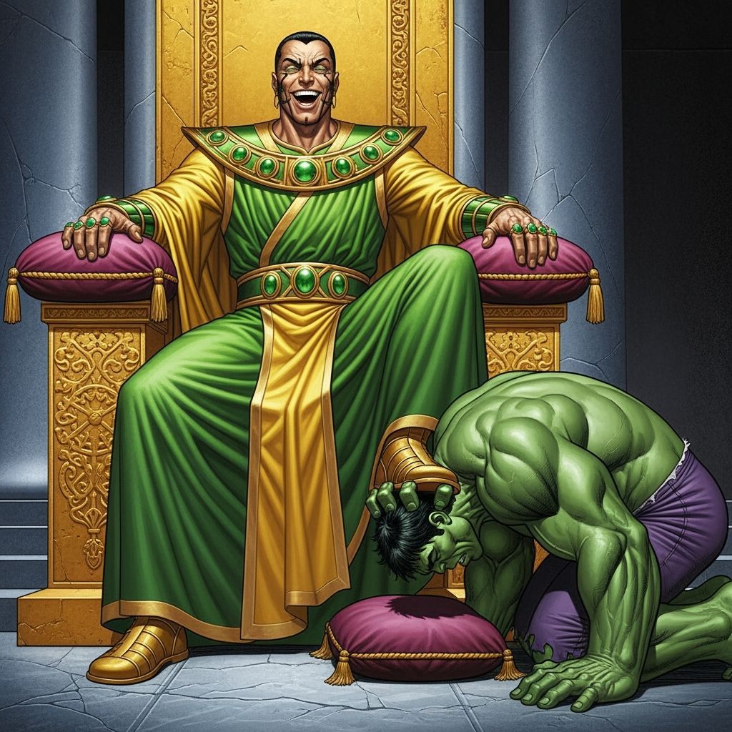 Mandarin's Triumphant Throne: Hyperrealistic Marvel Scene