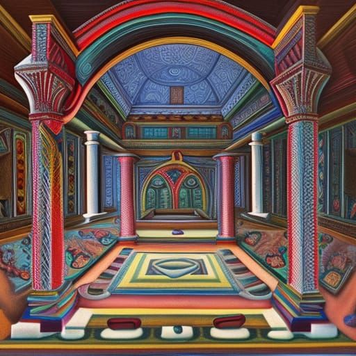 Scottish Baronial Castle Interior: Photorealistic Oil Painti...