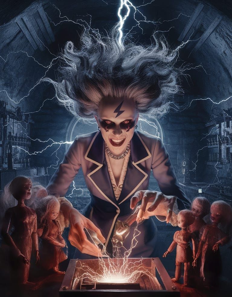 Mad Scientist in Dungeon Lab with Sentient Dolls