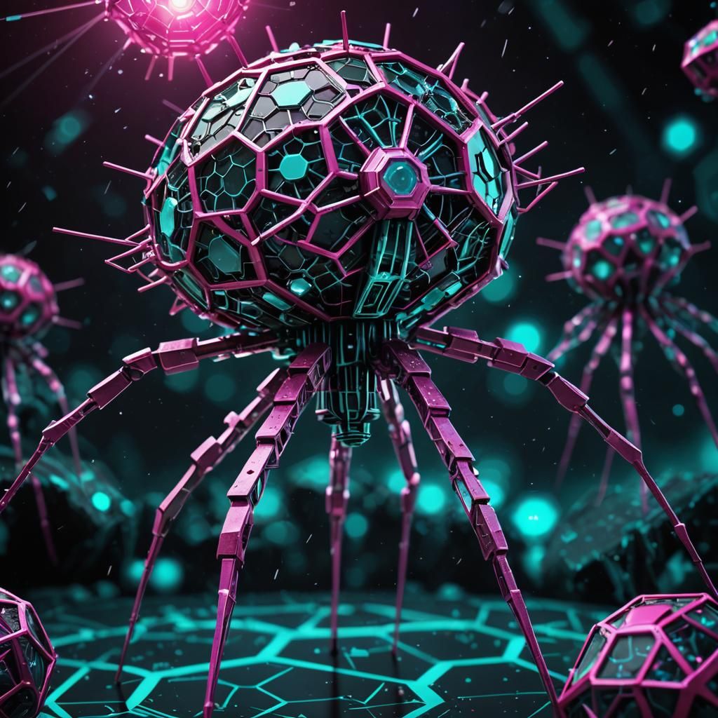 Cubist Sci-Fi Bacteriophage in Geometric Detail