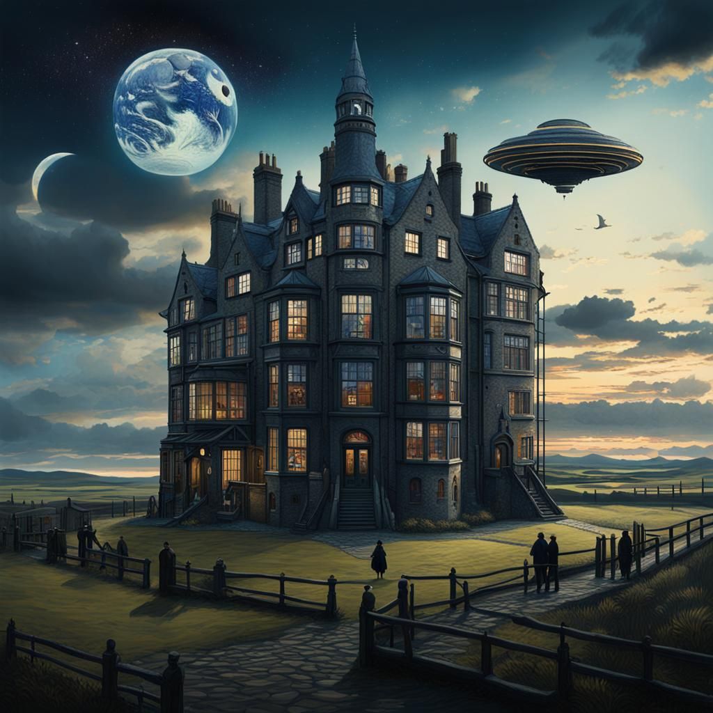 Celestial Orbitals in Maximalist Digital Painting Style