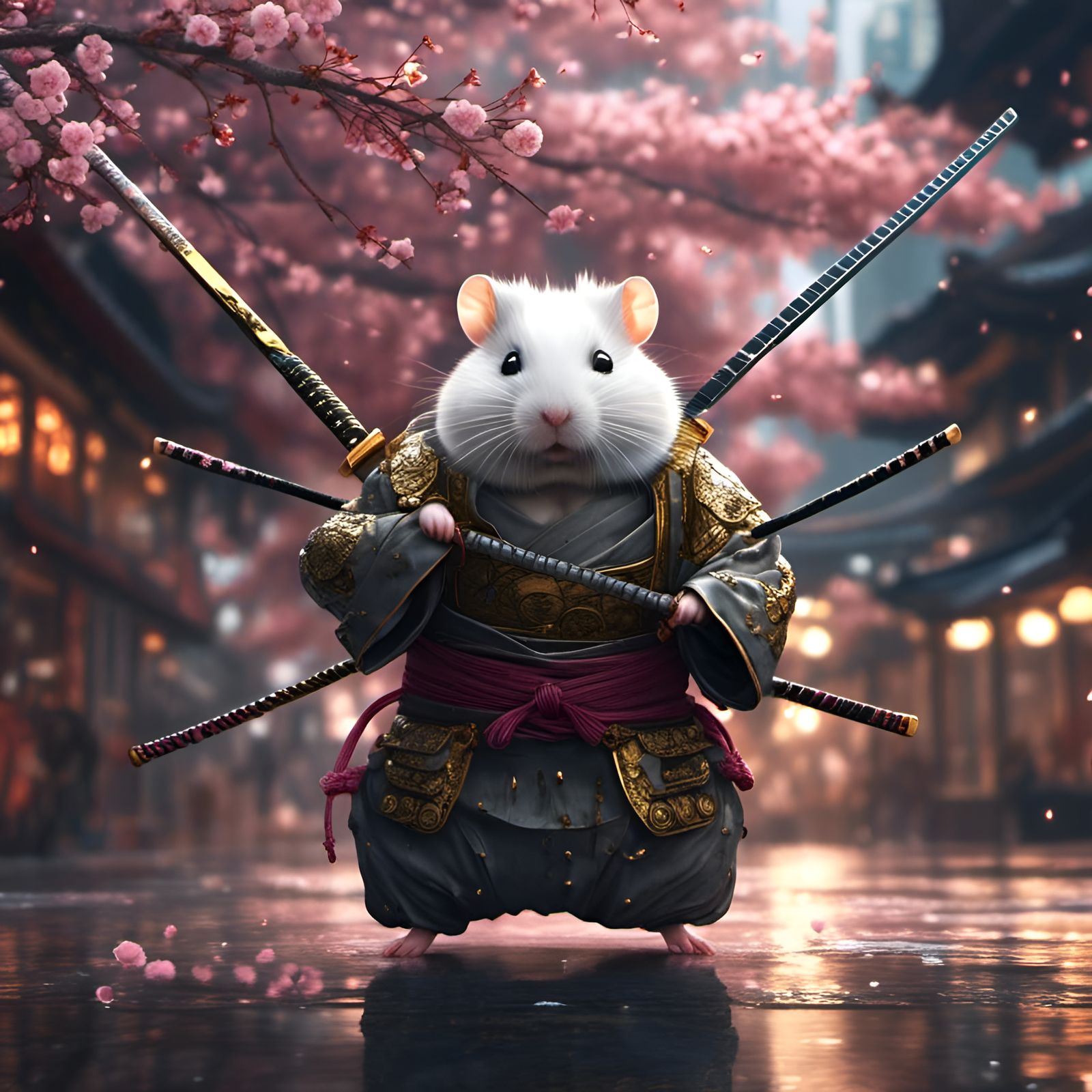 Giant Samurai Hamster in Feudal Japan