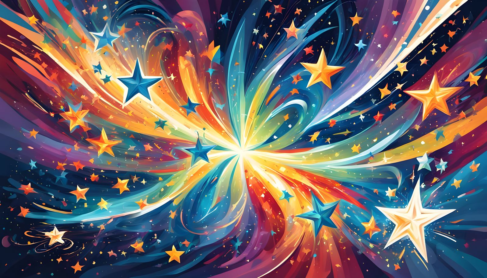 Cosmic Vortex of Bright Pointed Stars in Dreamy, Primitive A...