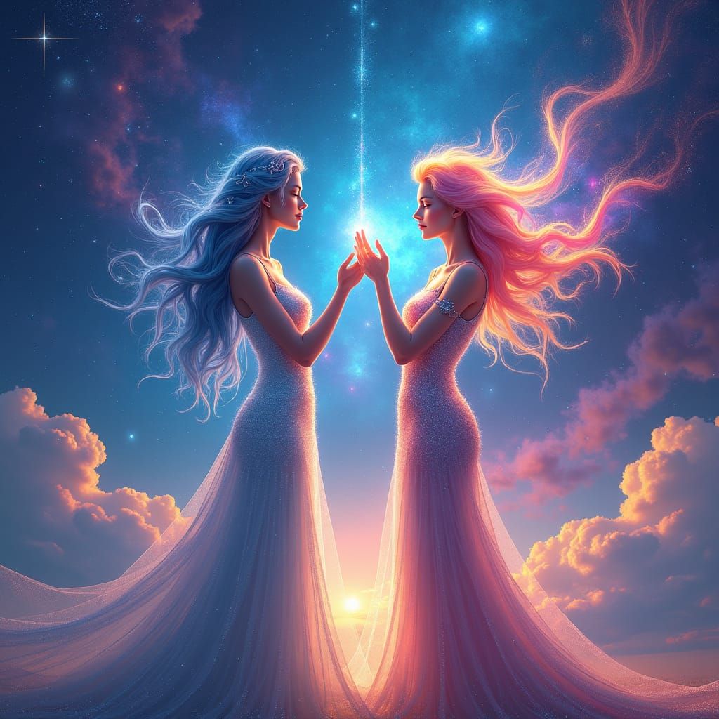 Cosmic Figures Shape Energy in Surreal Landscape