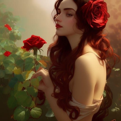 Beautiful Spanish Woman in Velvet Dress Portrait