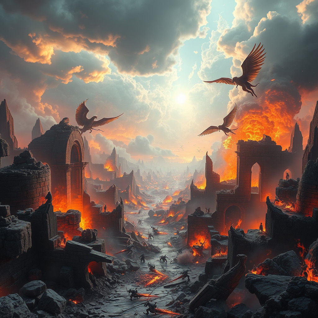 Angels and Demons Clash in Apocalyptic 3D Render