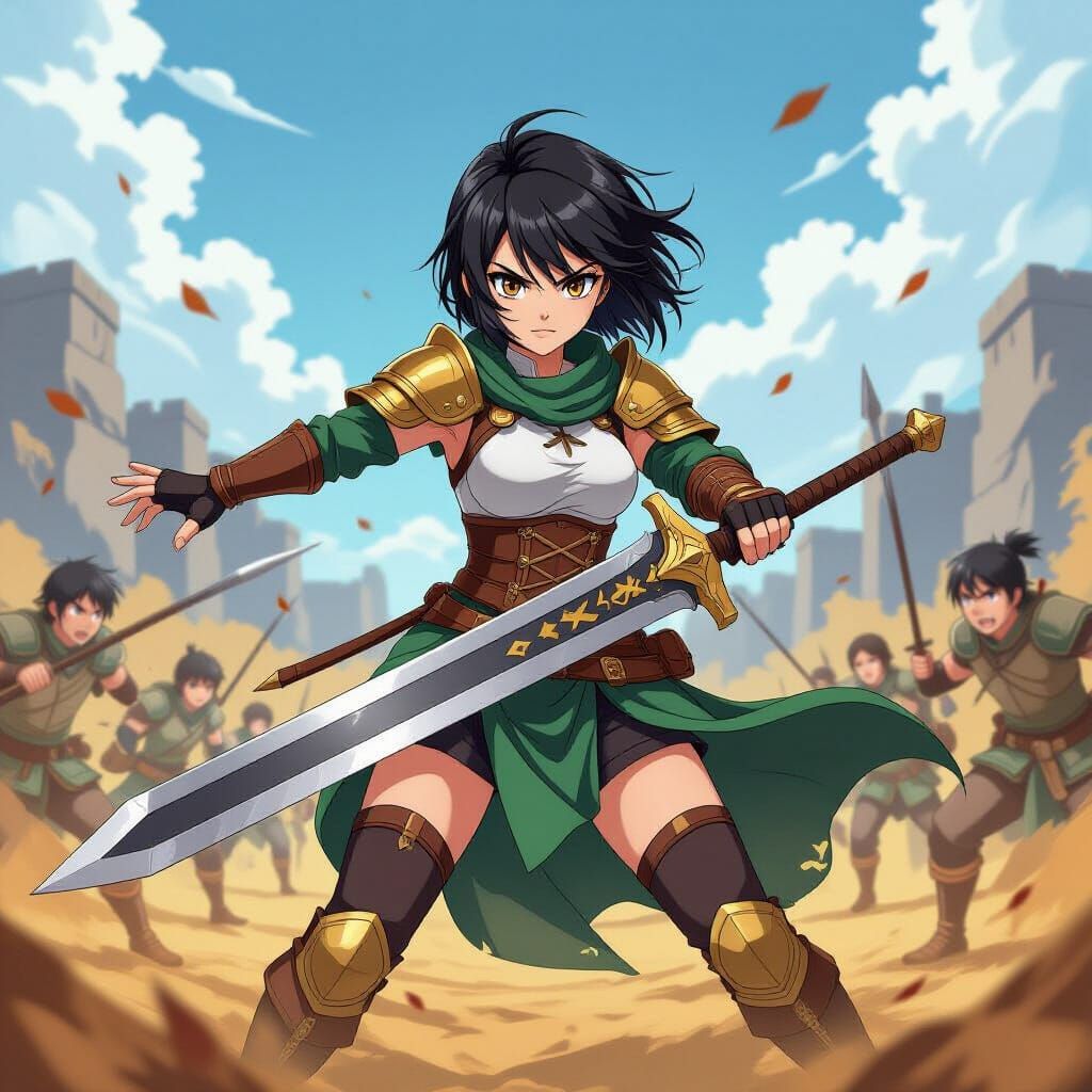 Anime Female Warrior Dominates Battlefield