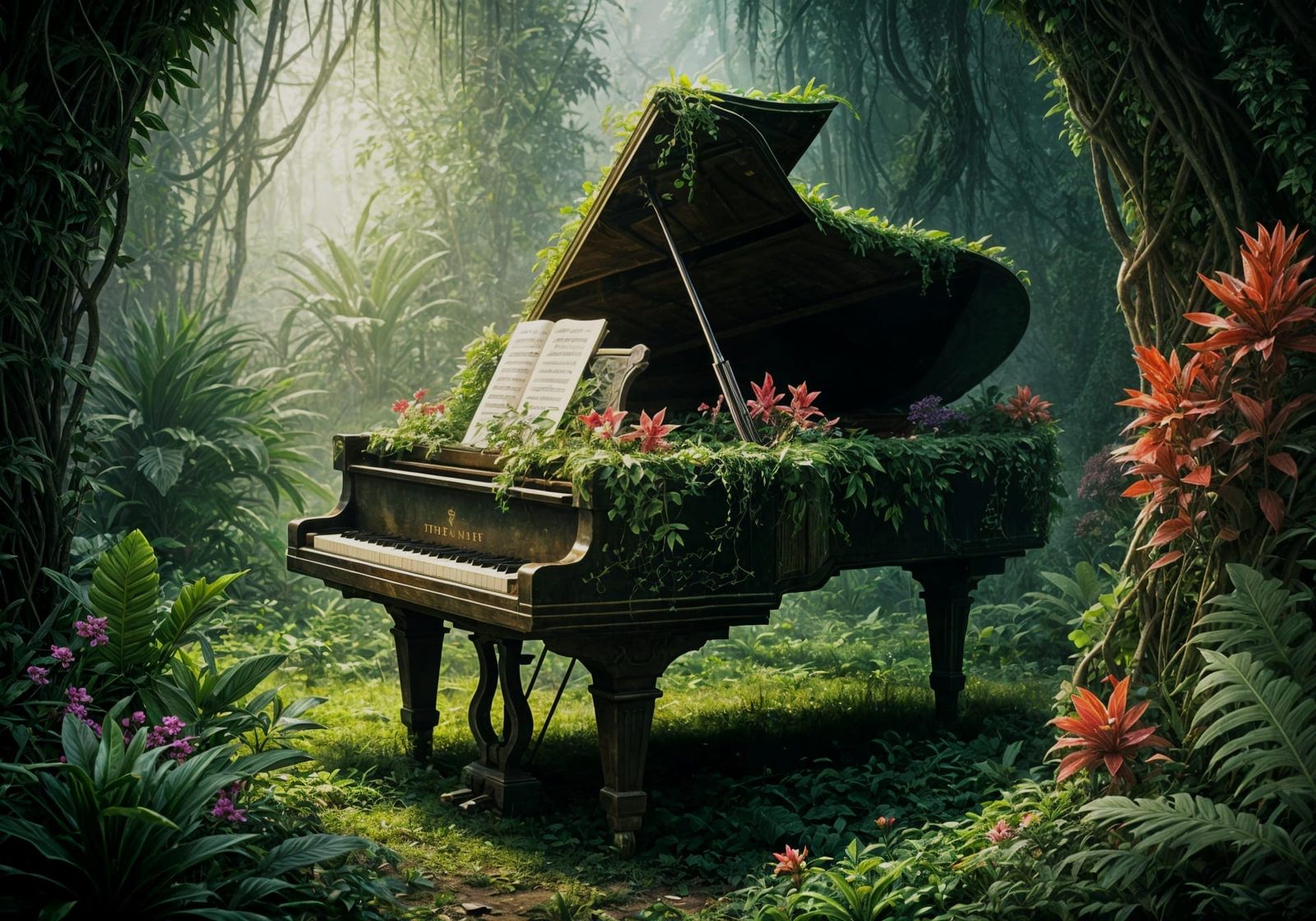 Surreal Jungle Grand Piano Revealed in Fantastical Splendor