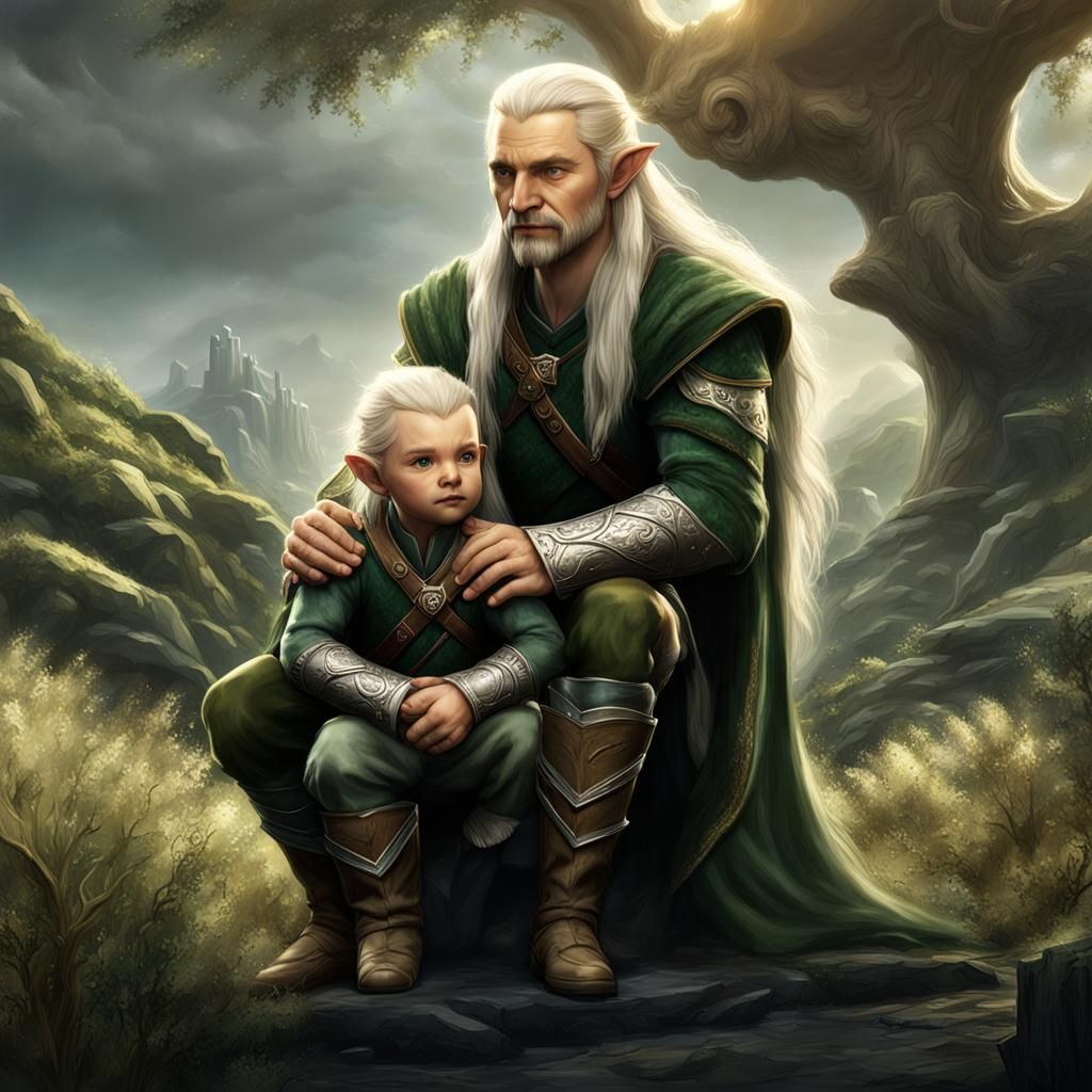 Baby Legolas Portrait in Green and Silver
