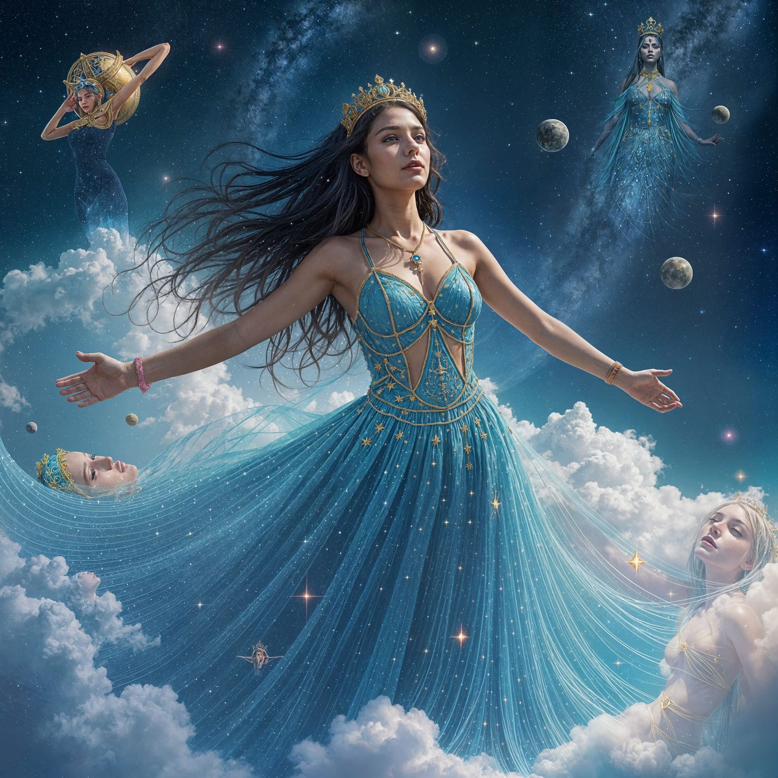 Cosmic Woman with Sacred Symbols in Digital Art