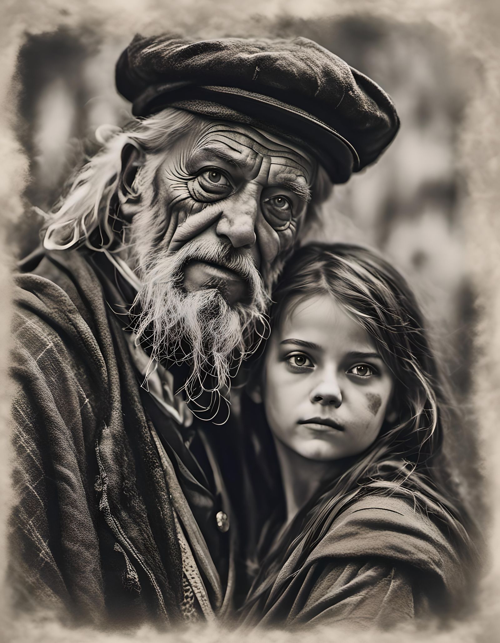 1920s Grandfather and Granddaughter Portrait
