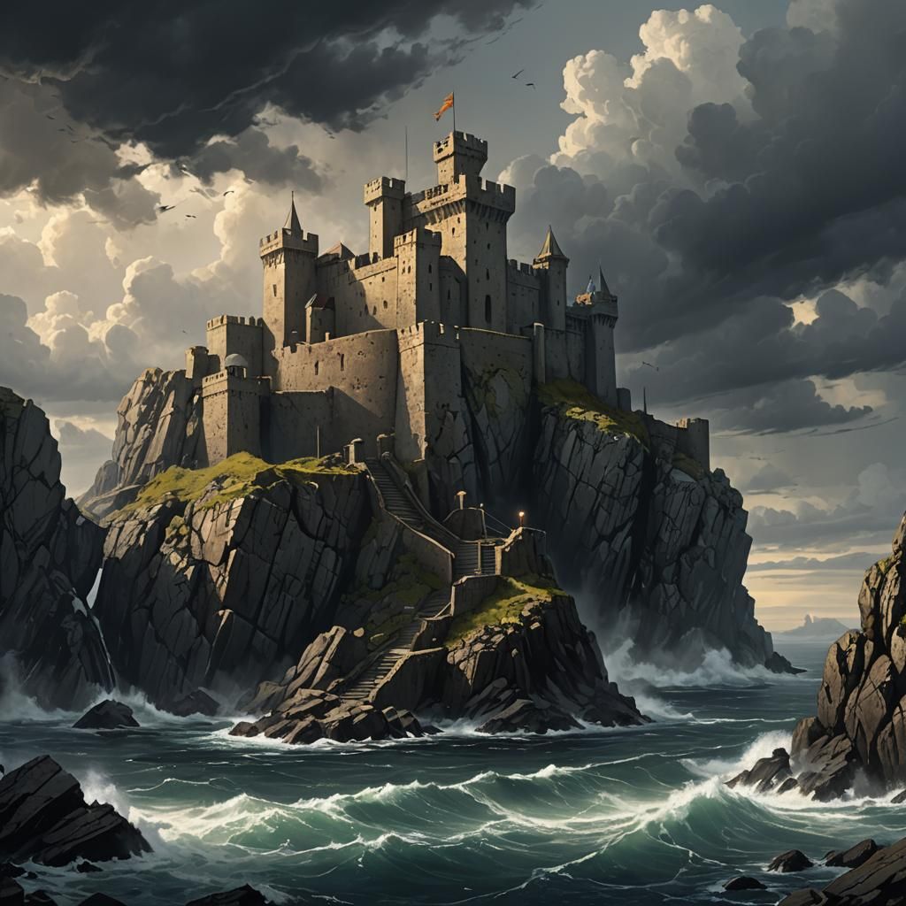 Grimdark Fortress Prison on Isolated Island