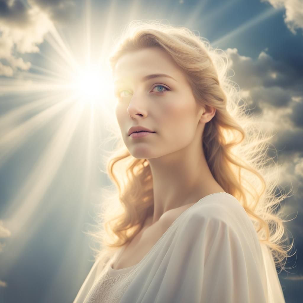 Ethereal Woman in Divine Sunshine