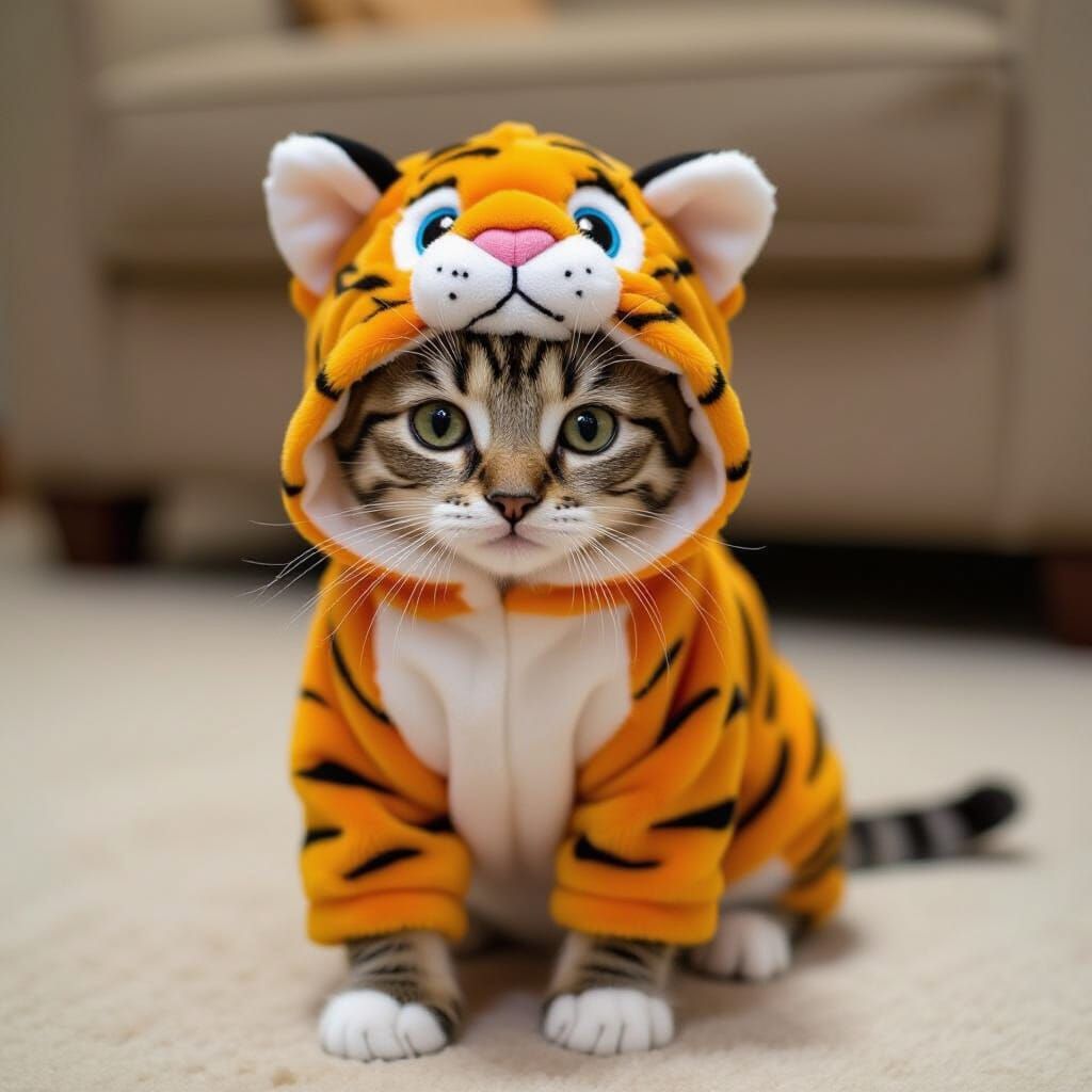 Tiny Cat Dressed as a Tiger