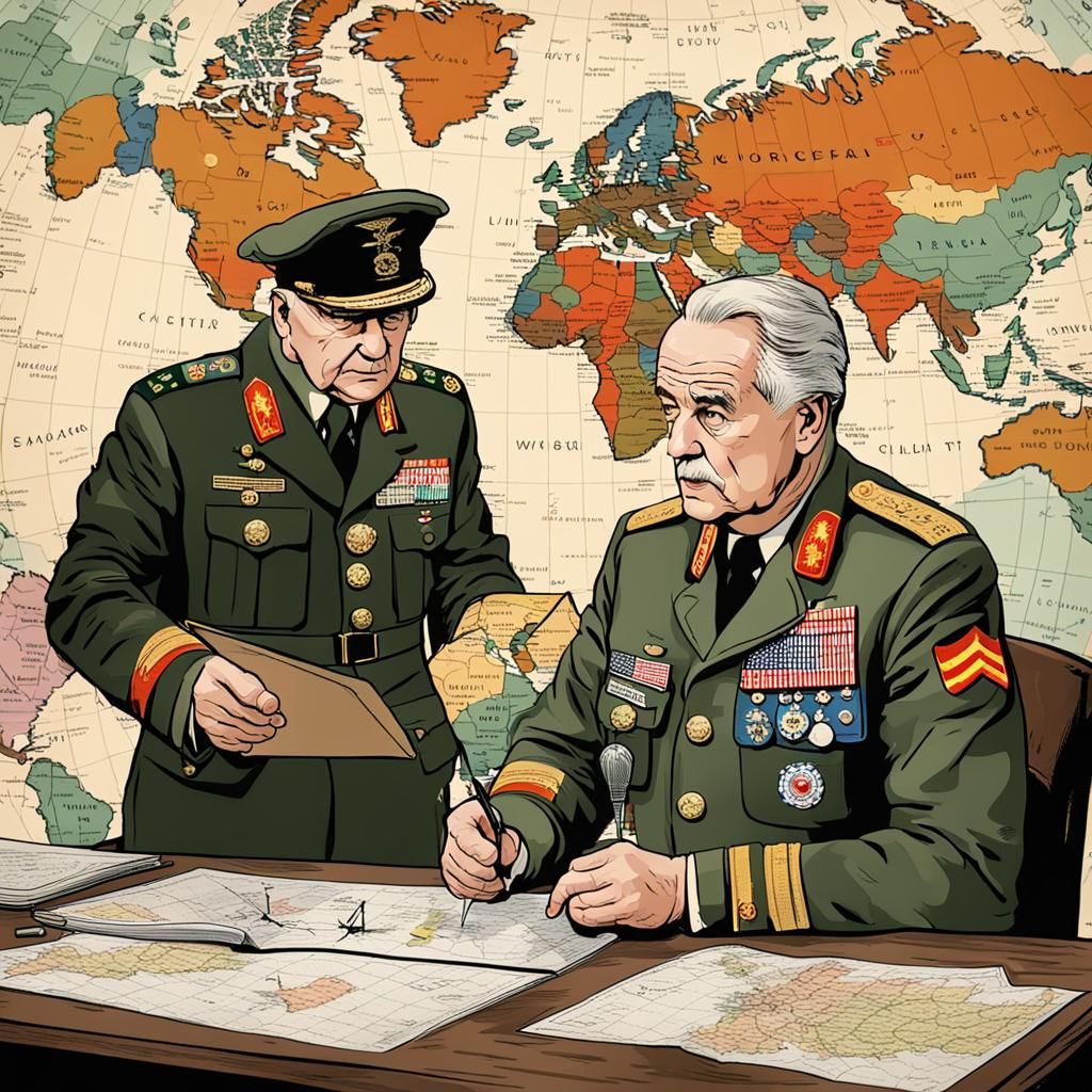 Cartographer and General Discussing World War 3