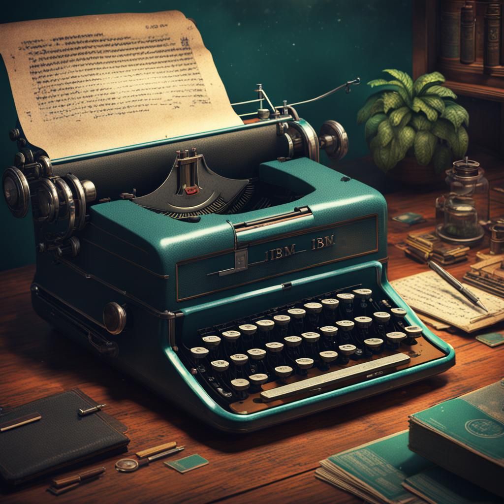 Vintage IBM Typewriter: Detailed Matte Painting