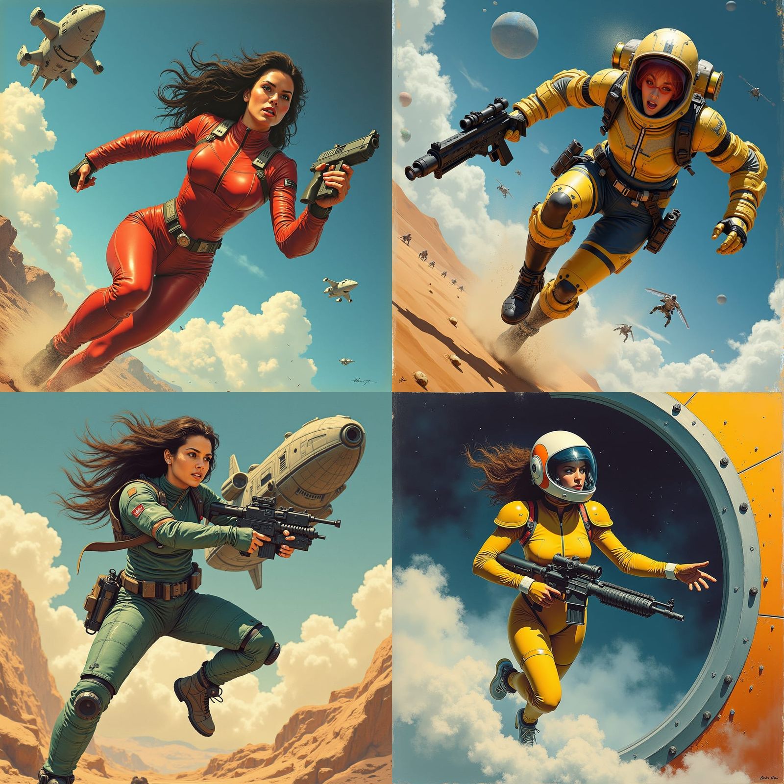 Spandex Woman in Spaceship, Retro Sci-Fi Art