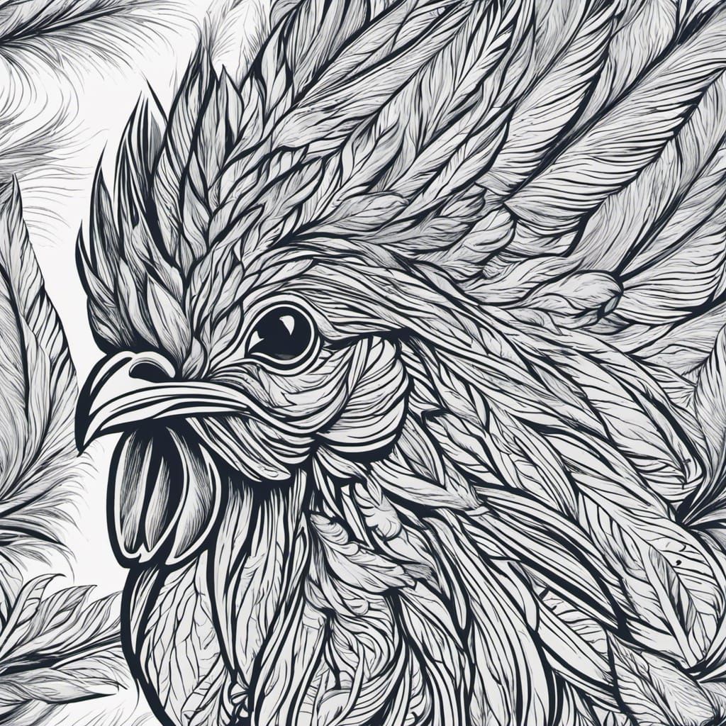 Majestic Rooster with Colorful Feathers in Vector Art
