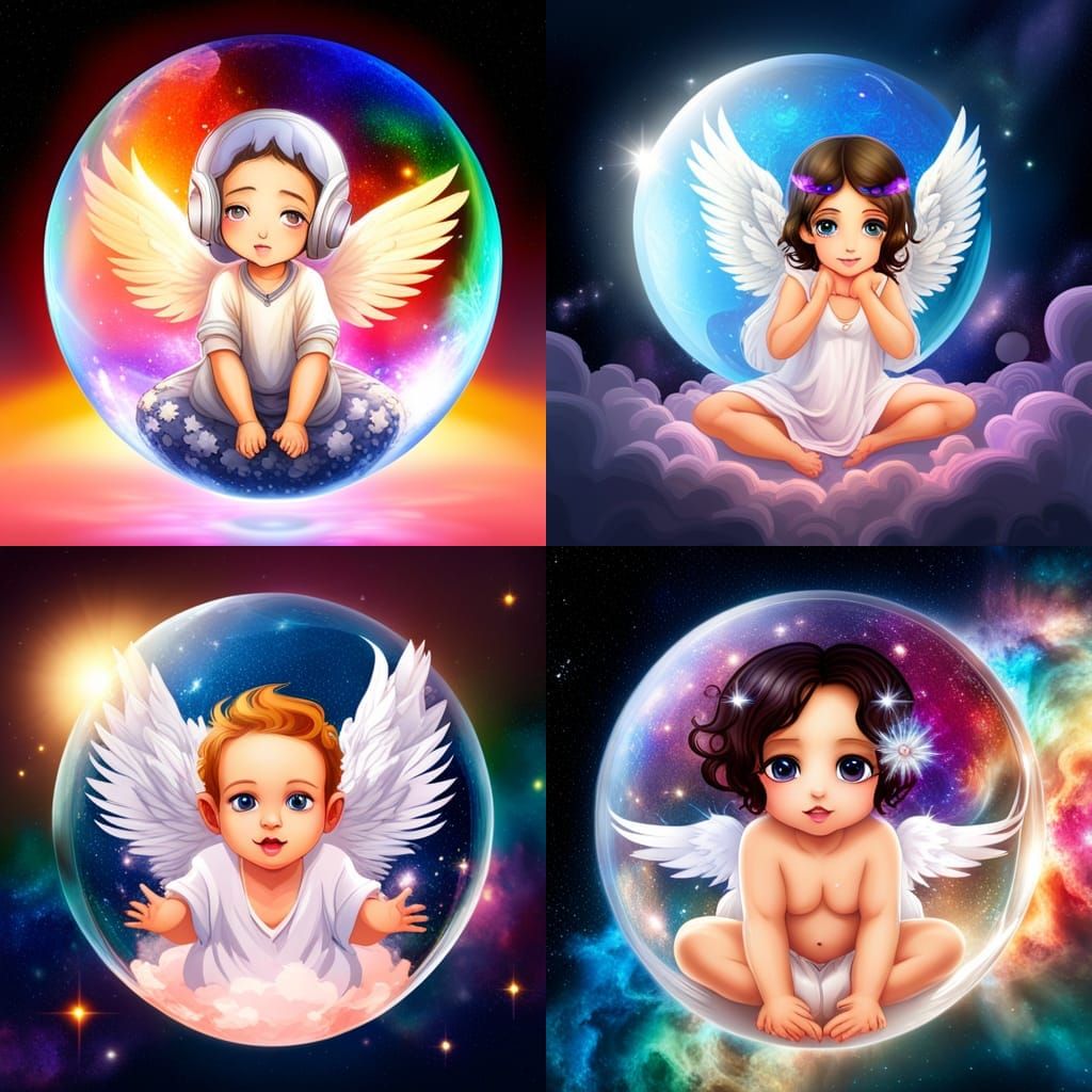 Cosmic Chibi Angel in Crystal Ball