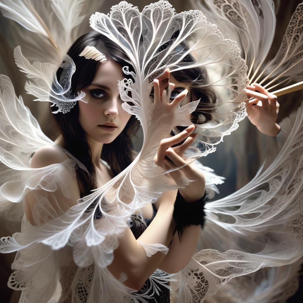 Ethereal Fan Dancer in a Retrofuturist Dreamscape