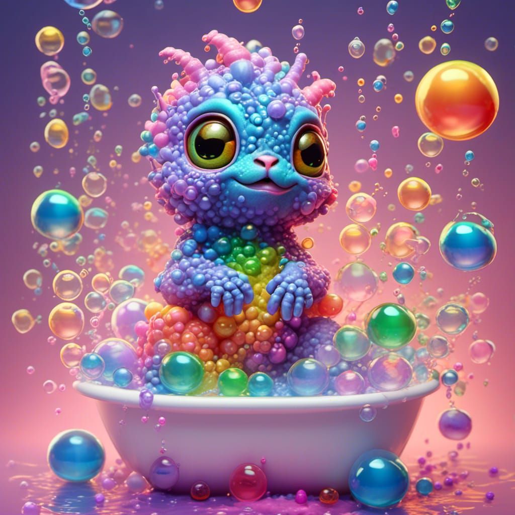 Cute Soap Bubble Creature in a Fantasy World