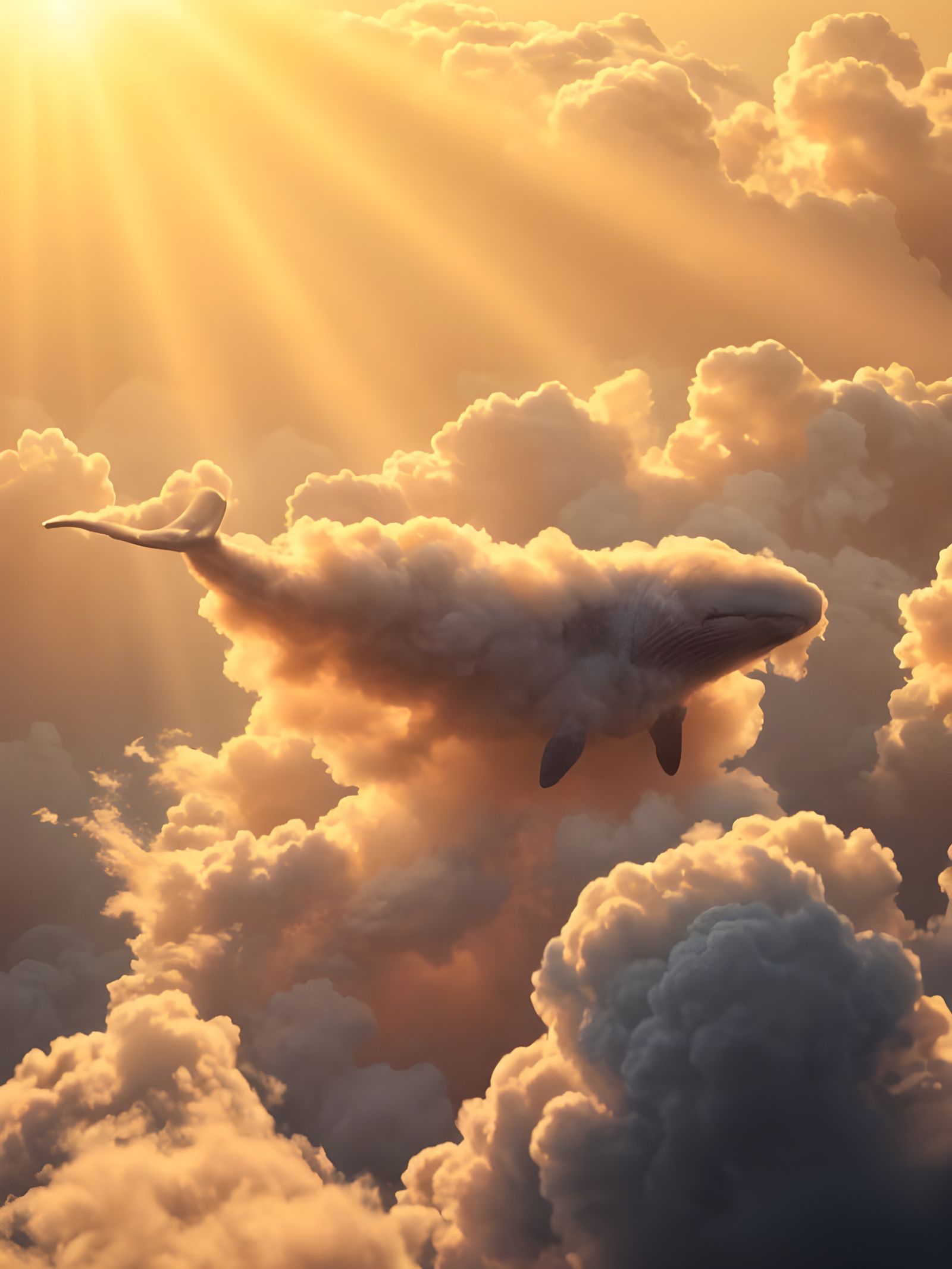 Ethereal Cloudwhale Rides Sunset Skies