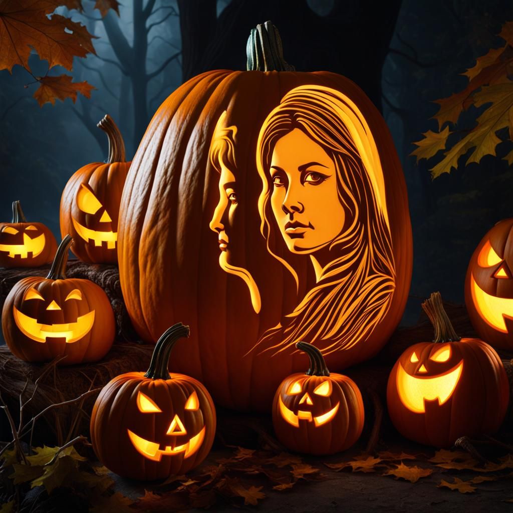 Hyperrealistic Pumpkin Carving of a Beautiful Woman
