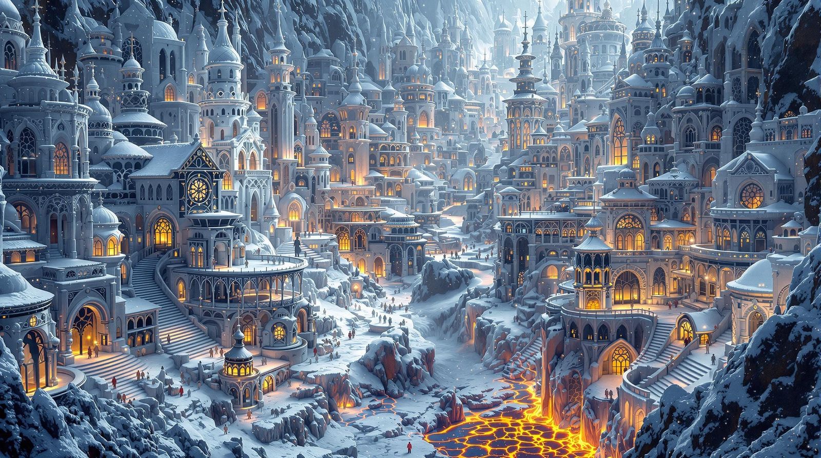 Ethereal Cityscape of Crystal and Flame