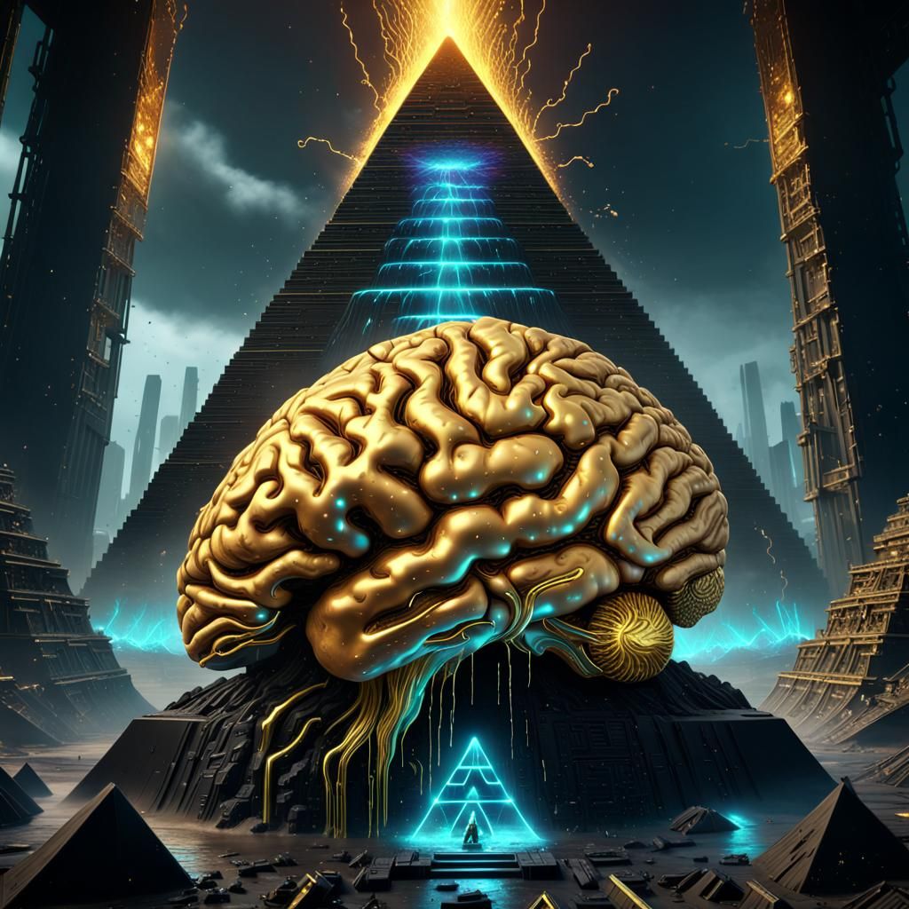 Golden Brain Emerges: Cyberpunk Concept Art