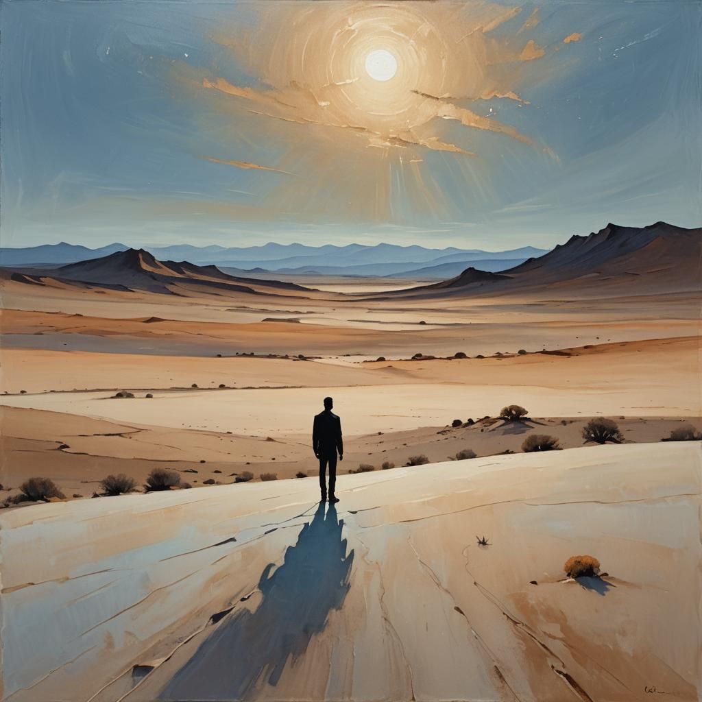 Desert Silhouette in Abstract Expressionist Style