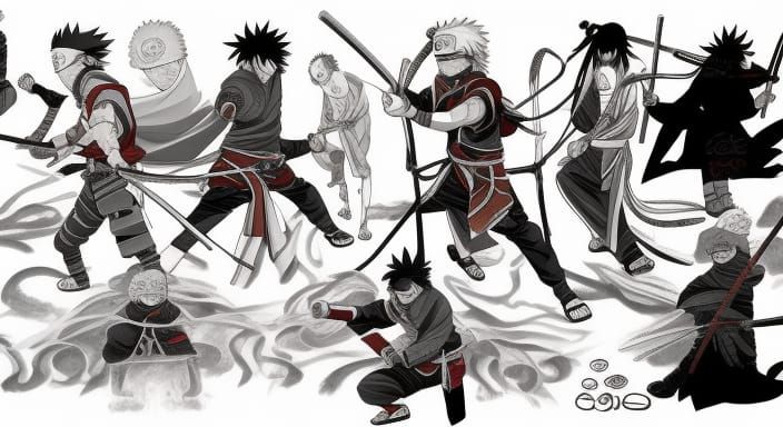 Masashi Kishimoto Naruto art style ninja samurai ninja art N...