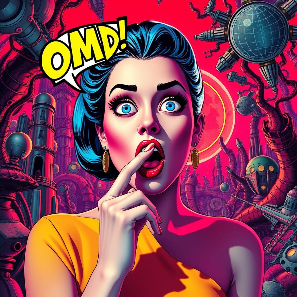 Pop Art Vision of Futuristic Shock