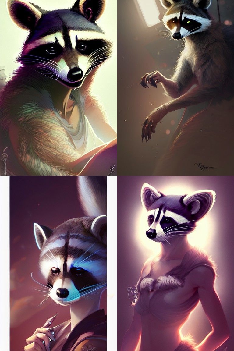 Cartoon Raccoon Fursona with Intricate Details