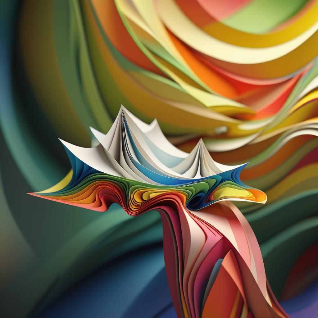 Abstract Papercraft with Origami Folds and Zentangle