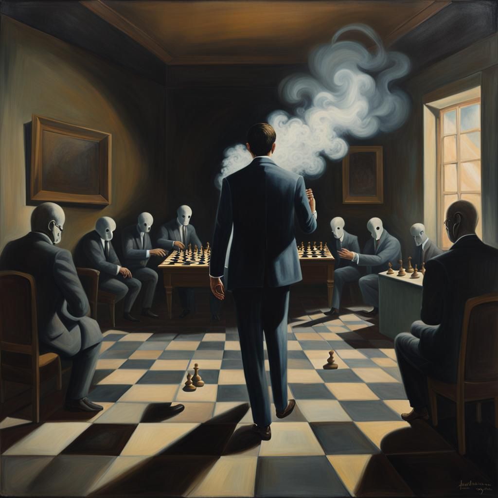 Surreal Figures Rule with Dark Allegory