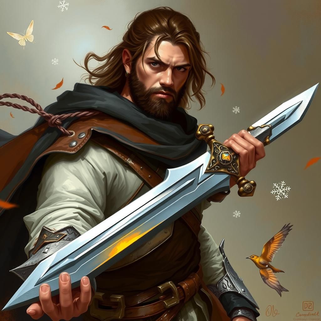 Epic Fantasy Man with Sword Portrait
