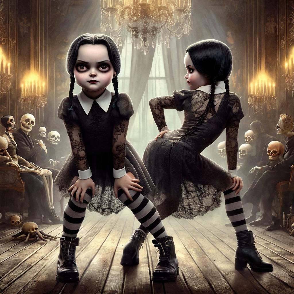 Surreal Gothic Wednesday Addams Portrait in Mark Ryden Style