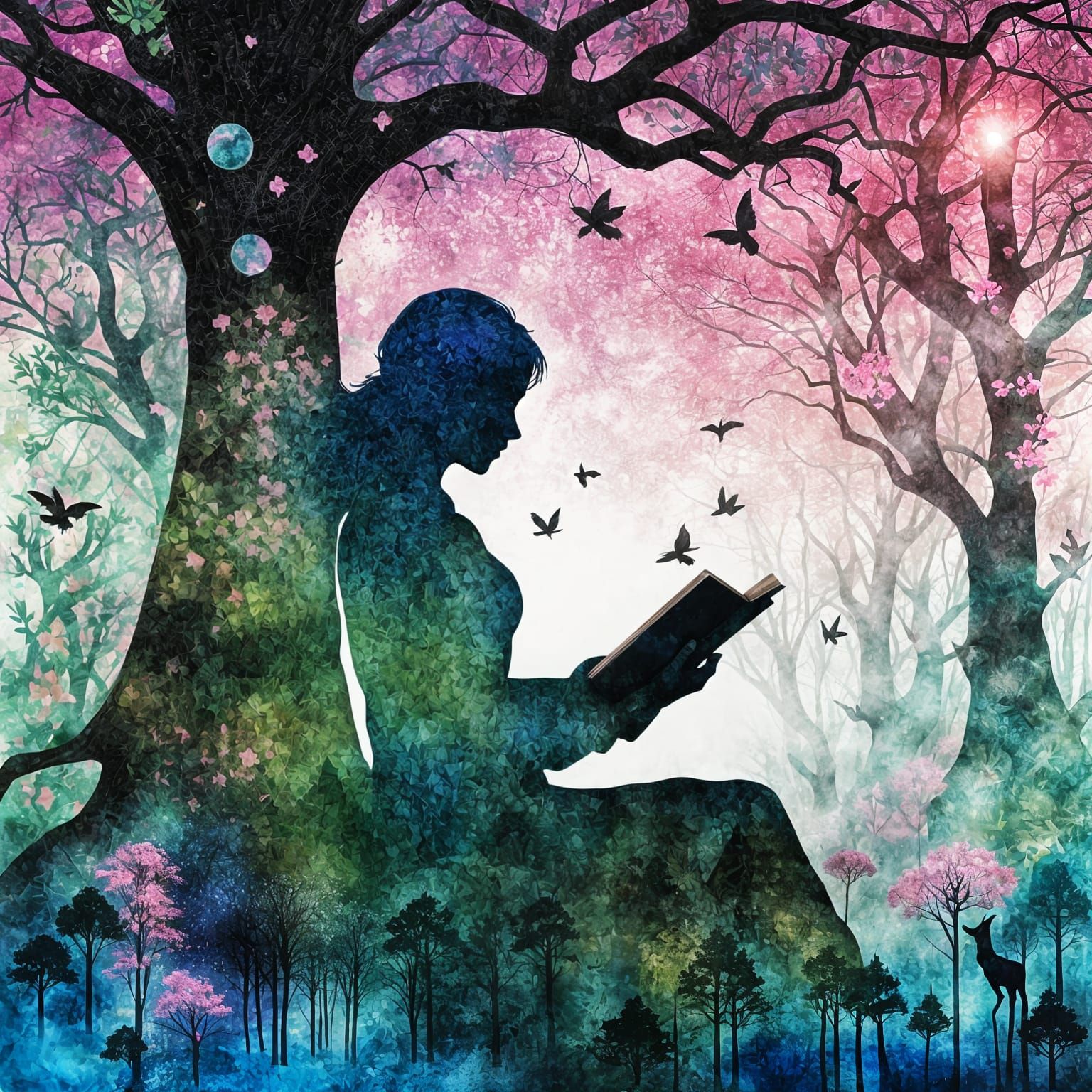 Magical Forest Reader in Sparklecore Mosaic Style