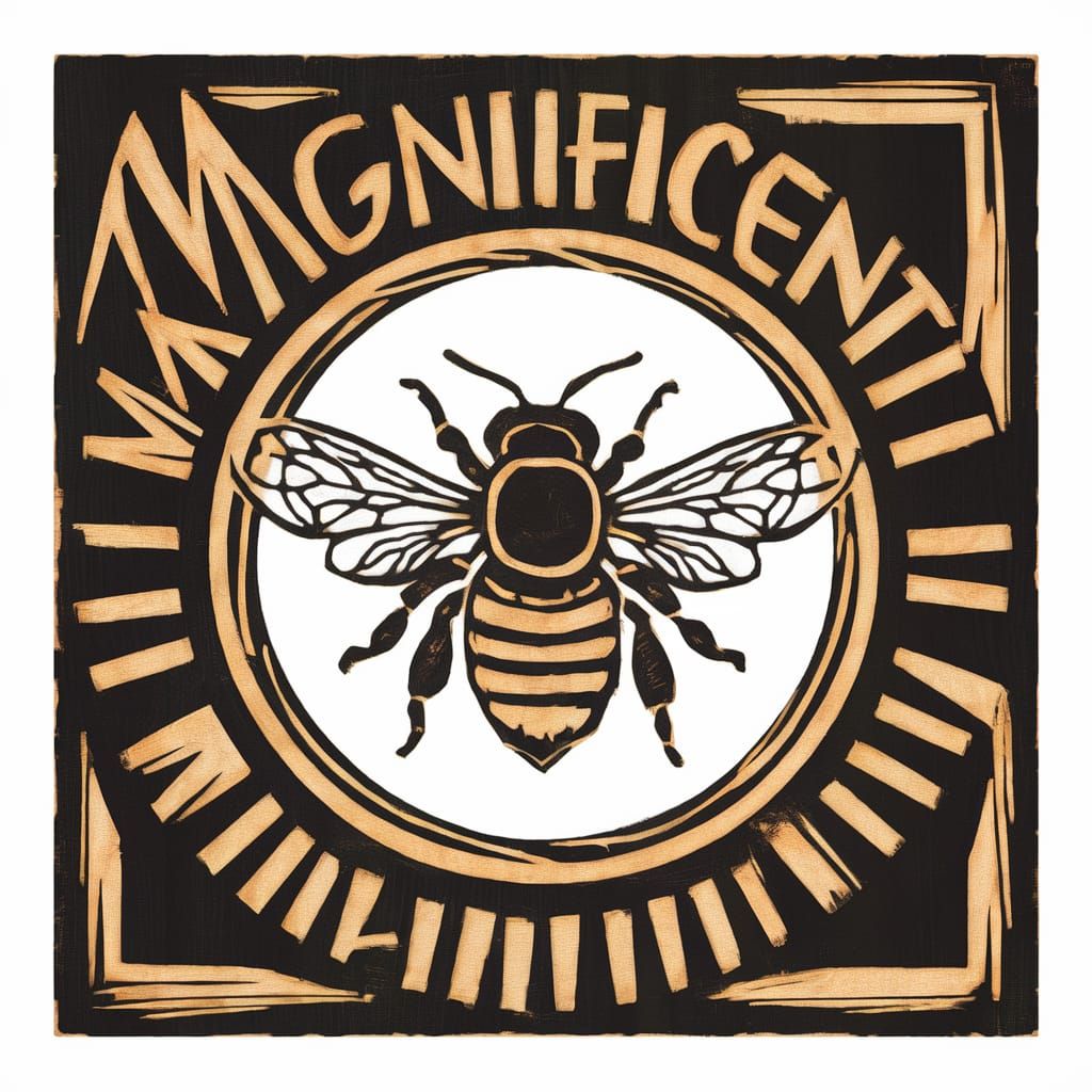 Circled Logo, honey bee with the word "MAGNIFICENT" written ...