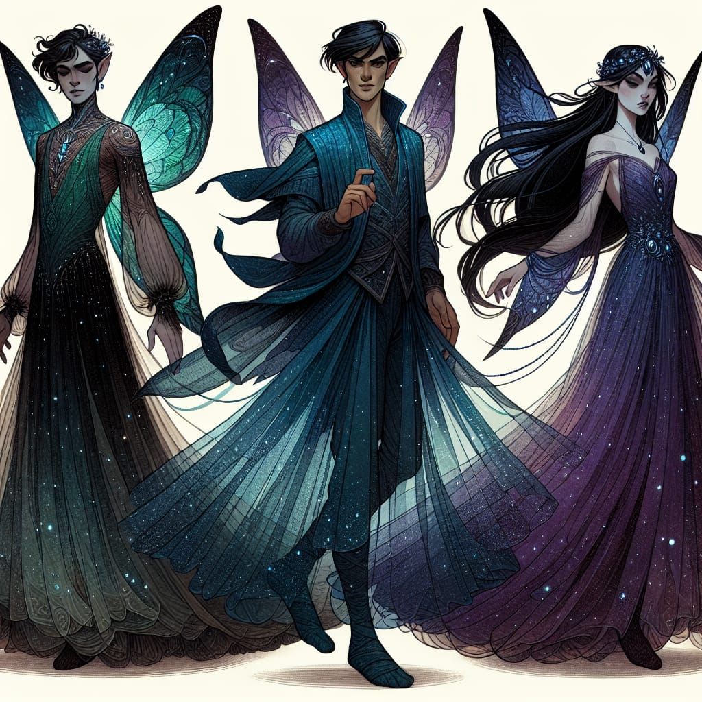 Fairies in Jewel-Toned Robes: Storybook Illustration