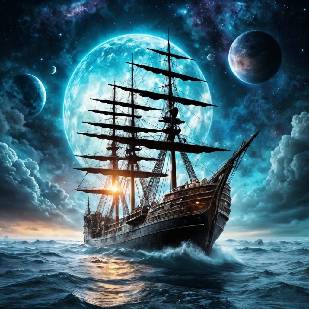 Galactic Ghost Ship Sails Through Cosmic Waves