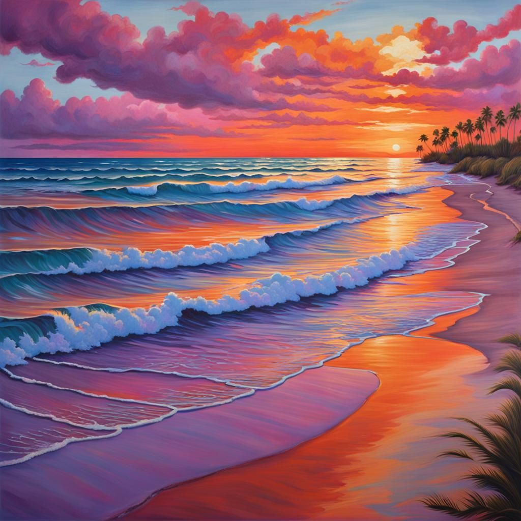 Pink Sand Beach Sunset: Aerial Tropical View