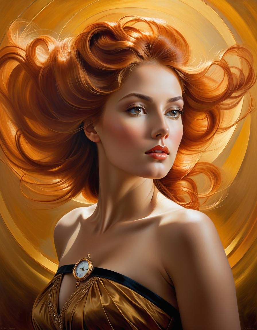Graceful Woman Portrait in Oil Painting Style